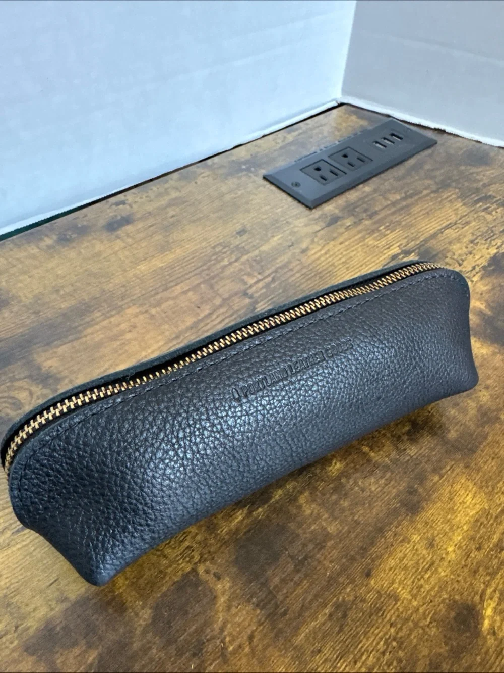 Portland Leather Goods Pencil Case Sidekick Pouch Pebbled Black Pouch, Travel